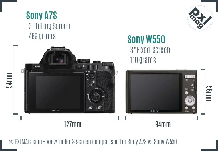 Sony A7S vs Sony W550 Screen and Viewfinder comparison