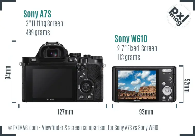 Sony A7S vs Sony W610 Screen and Viewfinder comparison