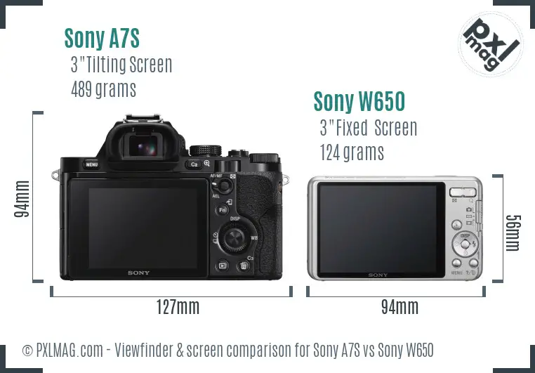 Sony A7S vs Sony W650 Screen and Viewfinder comparison