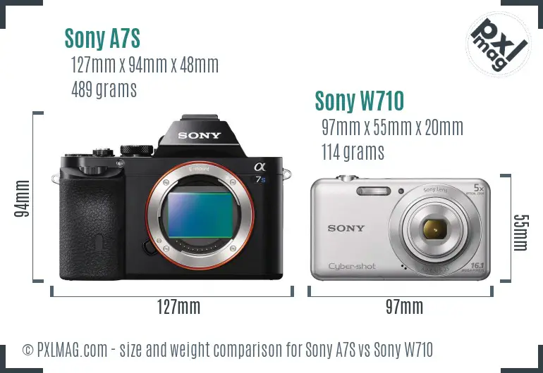 Sony A7S vs Sony W710 size comparison