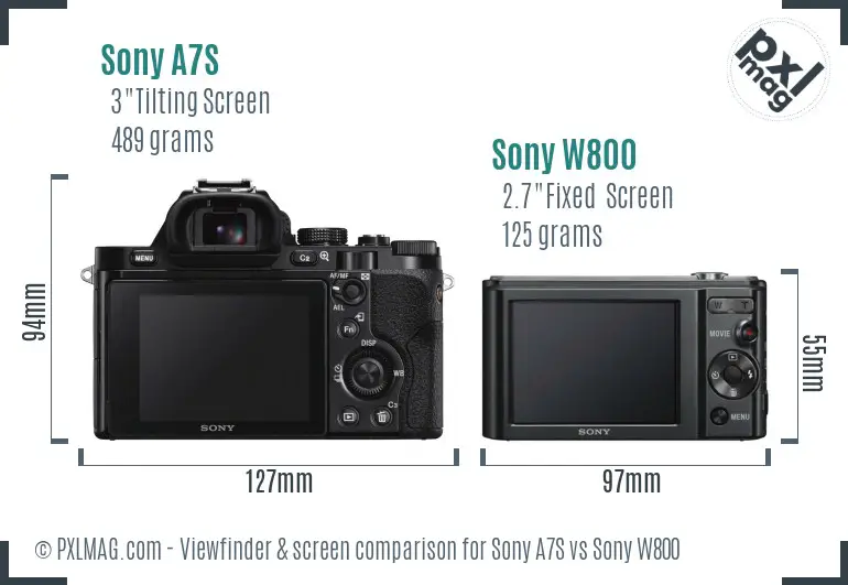 Sony A7S vs Sony W800 Screen and Viewfinder comparison Sony A7S vs Sony W800 Screen and Viewfinder comparison