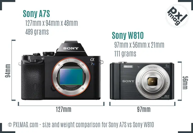 Sony A7S vs Sony W810 size comparison