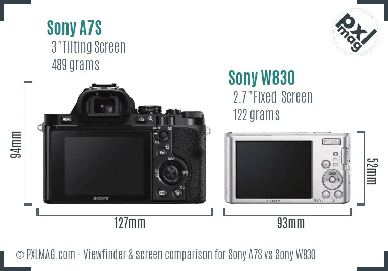 Sony A7S vs Sony W830 Screen and Viewfinder comparison