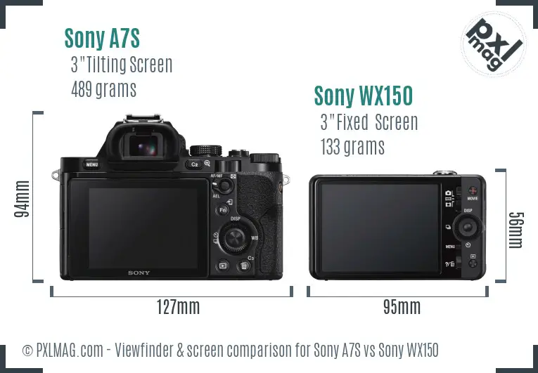 Sony A7S vs Sony WX150 Screen and Viewfinder comparison Sony A7S vs Sony WX150 Screen and Viewfinder comparison