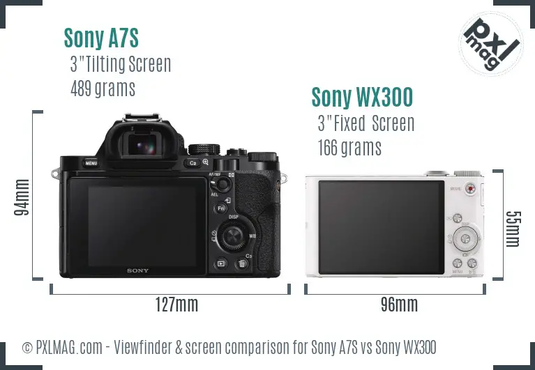 Sony A7S vs Sony WX300 Screen and Viewfinder comparison