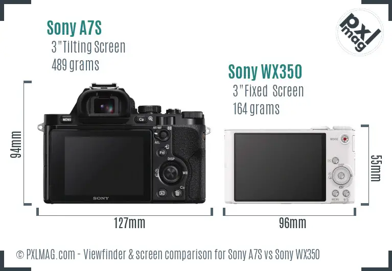 Sony A7S vs Sony WX350 Screen and Viewfinder comparison