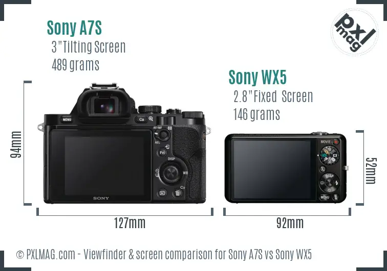 Sony A7S vs Sony WX5 Screen and Viewfinder comparison Sony A7S vs Sony WX5 Screen and Viewfinder comparison