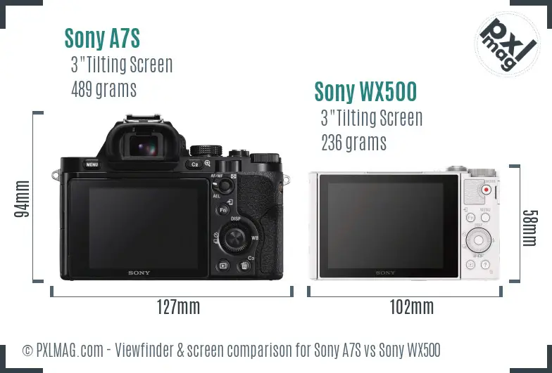 Sony A7S vs Sony WX500 Screen and Viewfinder comparison Sony A7S vs Sony WX500 Screen and Viewfinder comparison