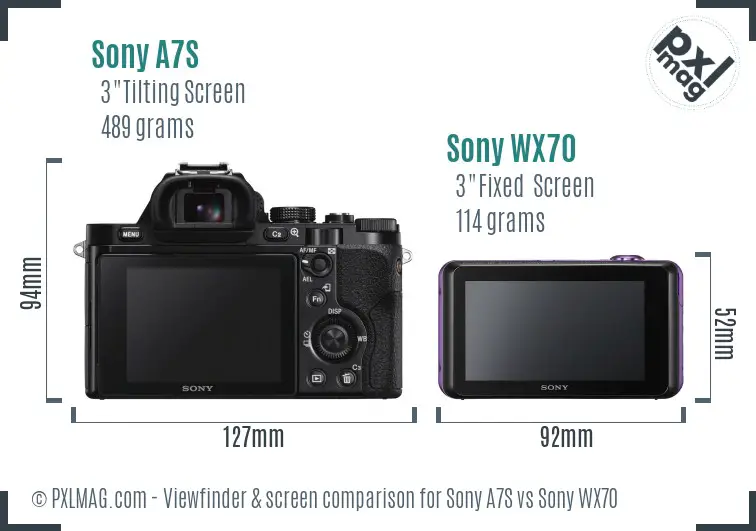 Sony A7S vs Sony WX70 Screen and Viewfinder comparison