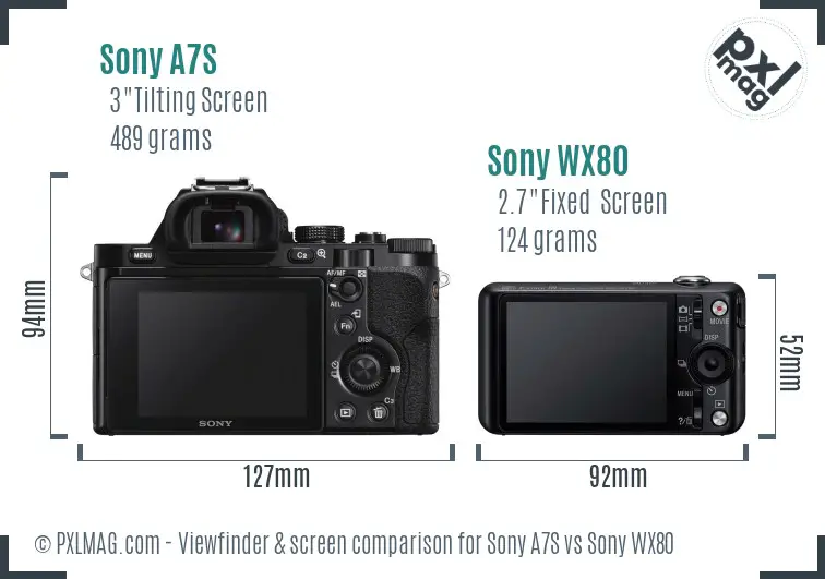 Sony A7S vs Sony WX80 Screen and Viewfinder comparison