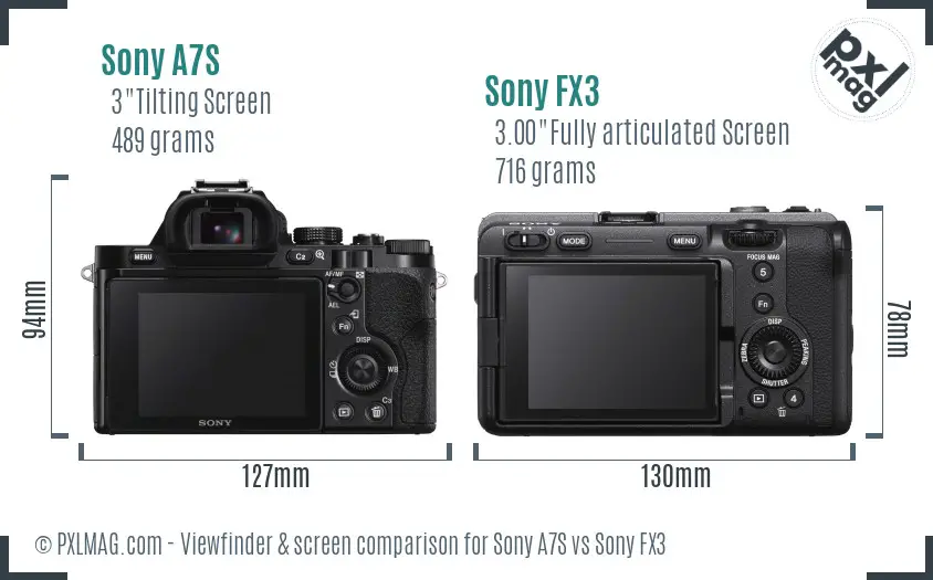 Sony A7S vs Sony FX3 Screen and Viewfinder comparison