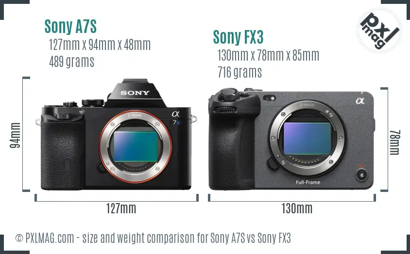 Sony A7S vs Sony FX3 size comparison