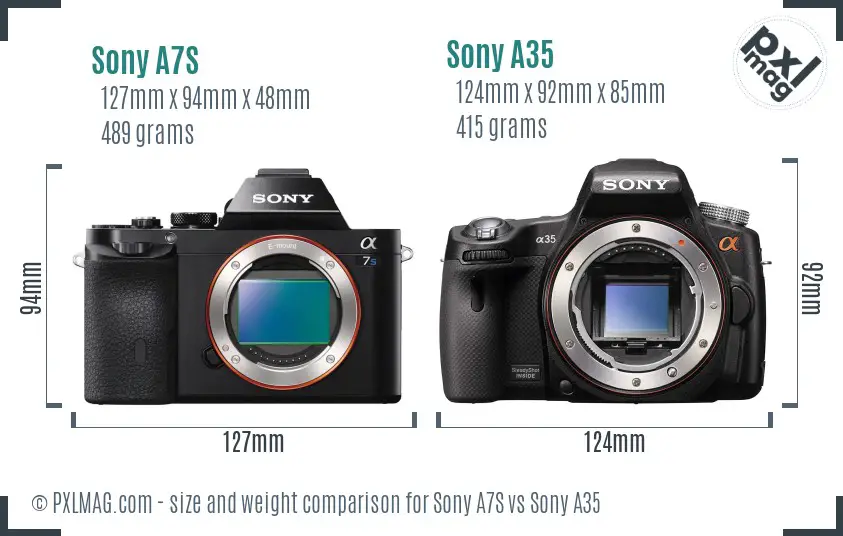 Sony A7S vs Sony A35 size comparison