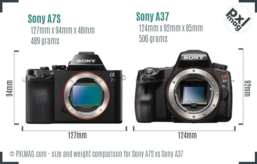 Sony A7S vs Sony A37 size comparison
