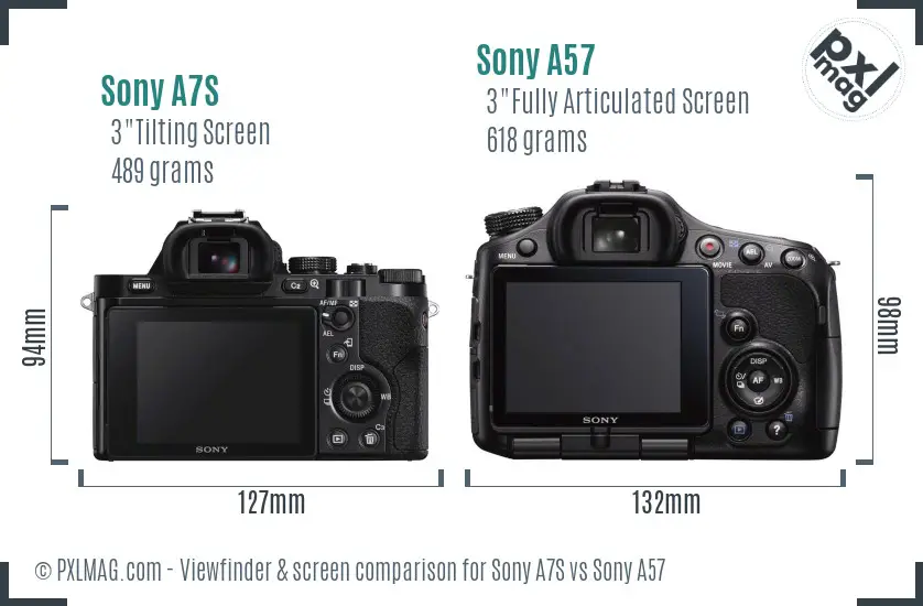 Sony A7S vs Sony A57 Screen and Viewfinder comparison