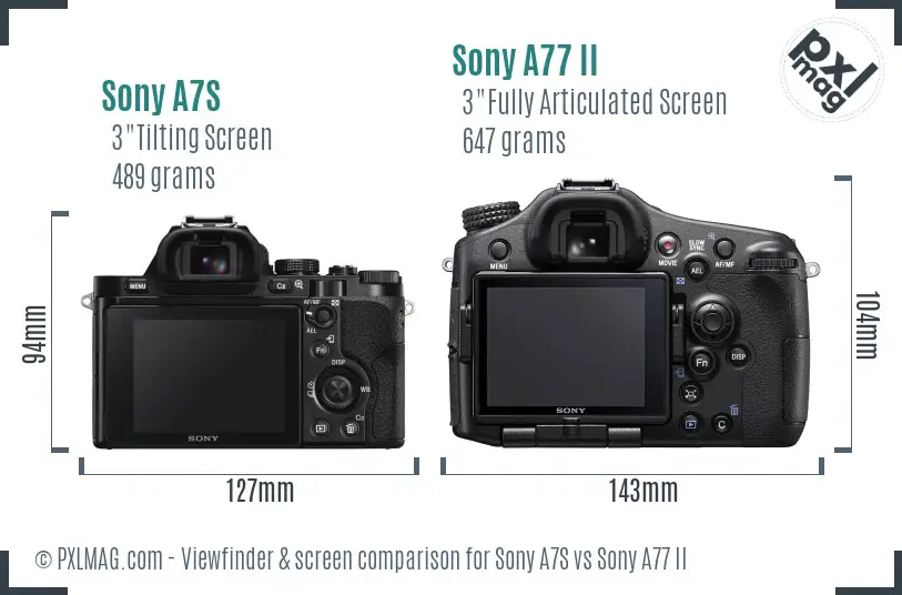 Sony A7S vs Sony A77 II Screen and Viewfinder comparison