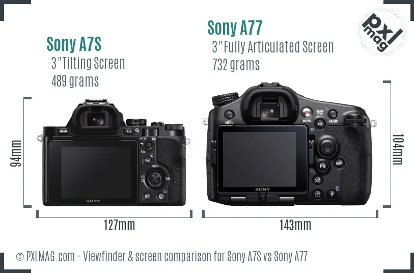 Sony A7S vs Sony A77 Screen and Viewfinder comparison