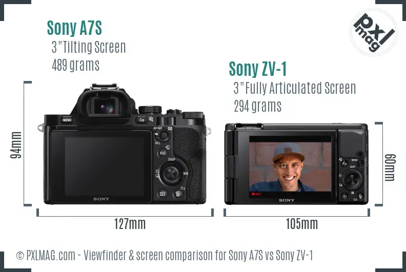 Sony A7S vs Sony ZV-1 Screen and Viewfinder comparison
