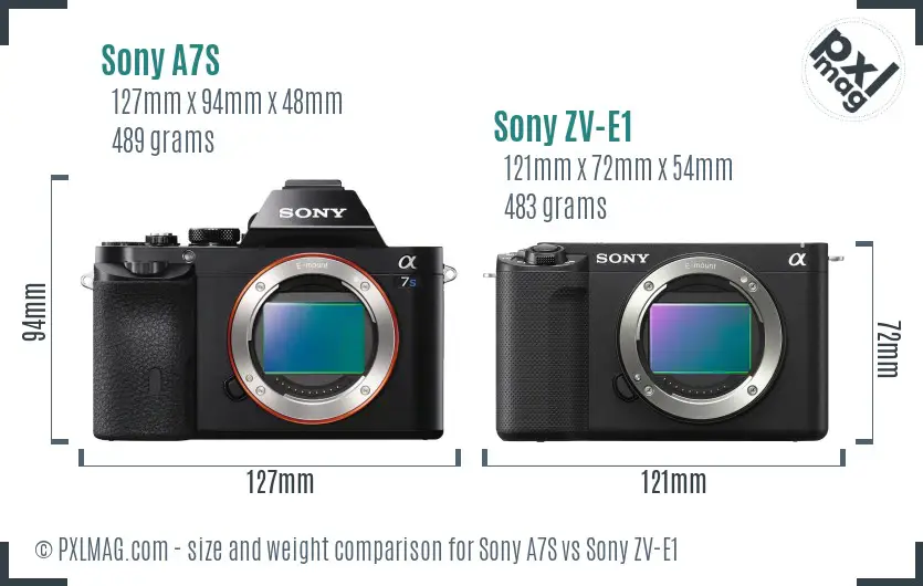 Sony A7S vs Sony ZV-E1 size comparison