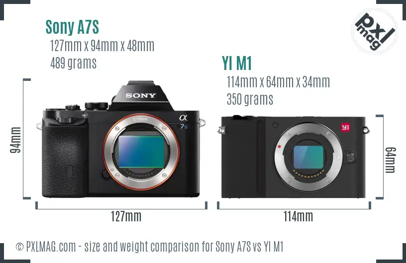 Sony A7S vs YI M1 size comparison