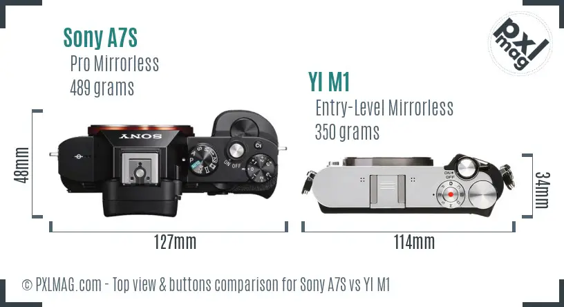 Sony A7S vs YI M1 top view buttons comparison