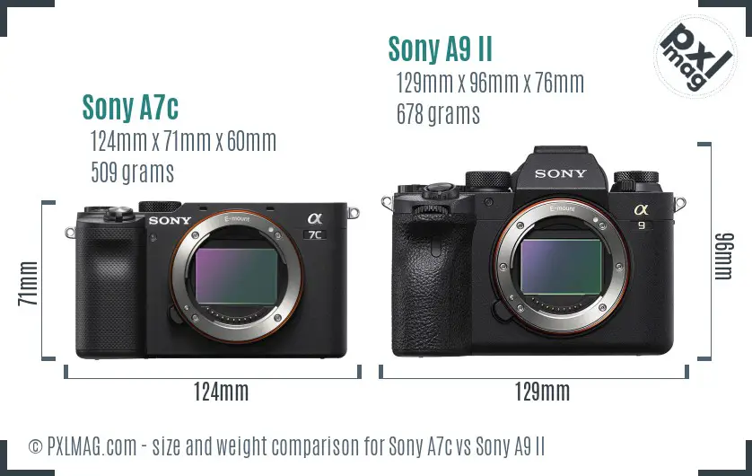 Sony A7c vs Sony A9 II size comparison