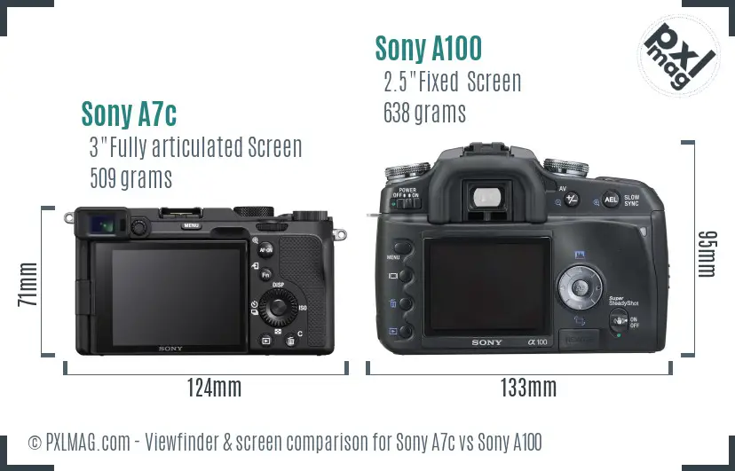 Sony A7c vs Sony A100 Screen and Viewfinder comparison