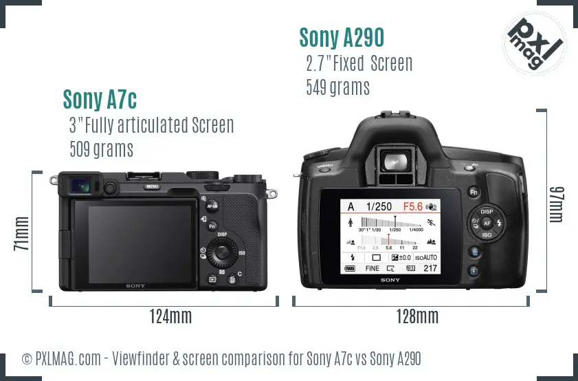 Sony A7c vs Sony A290 Screen and Viewfinder comparison