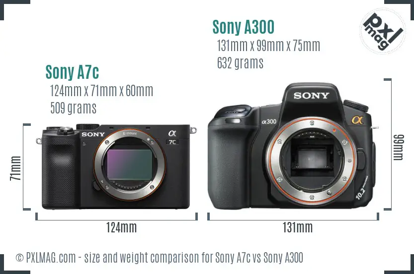 Sony A7c vs Sony A300 size comparison