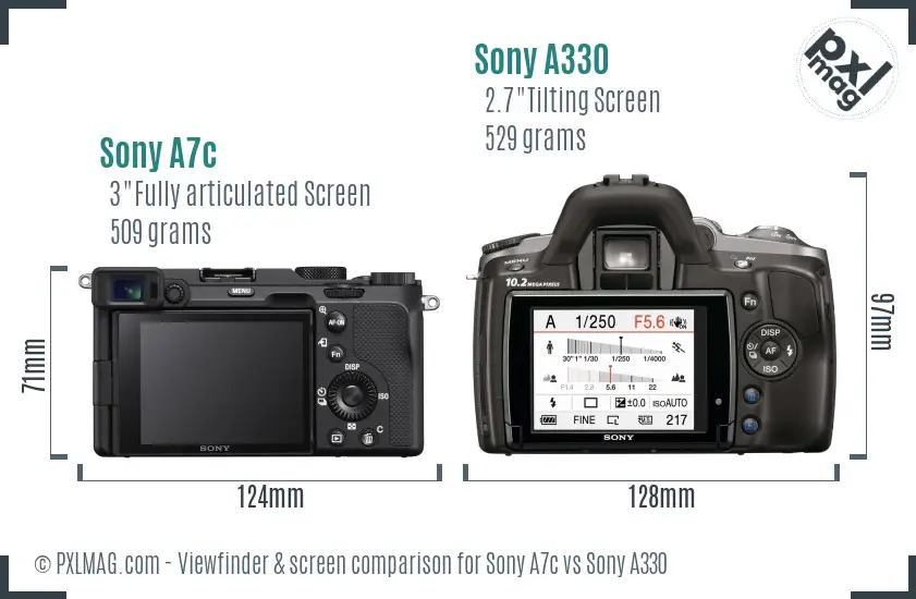 Sony A7c vs Sony A330 Screen and Viewfinder comparison
