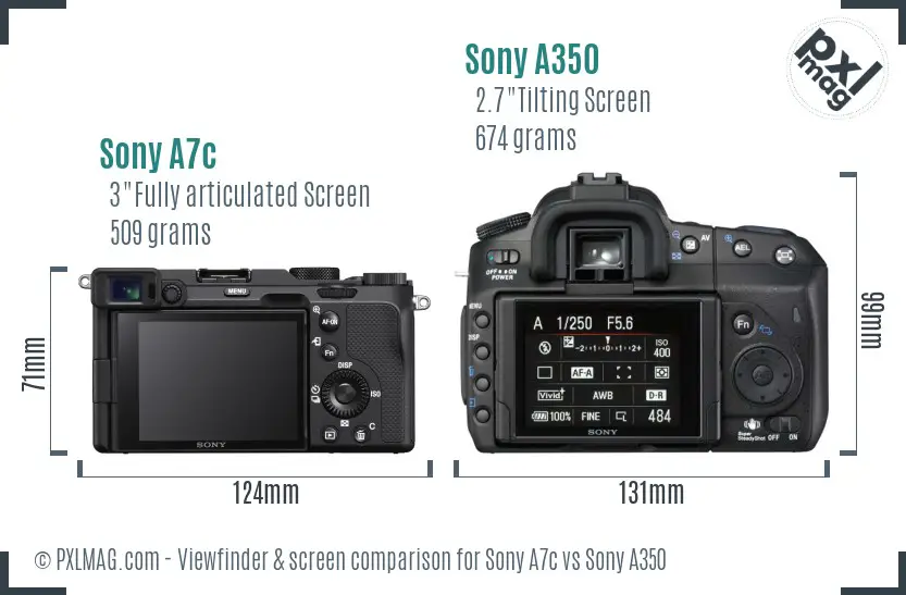 Sony A7c vs Sony A350 Screen and Viewfinder comparison