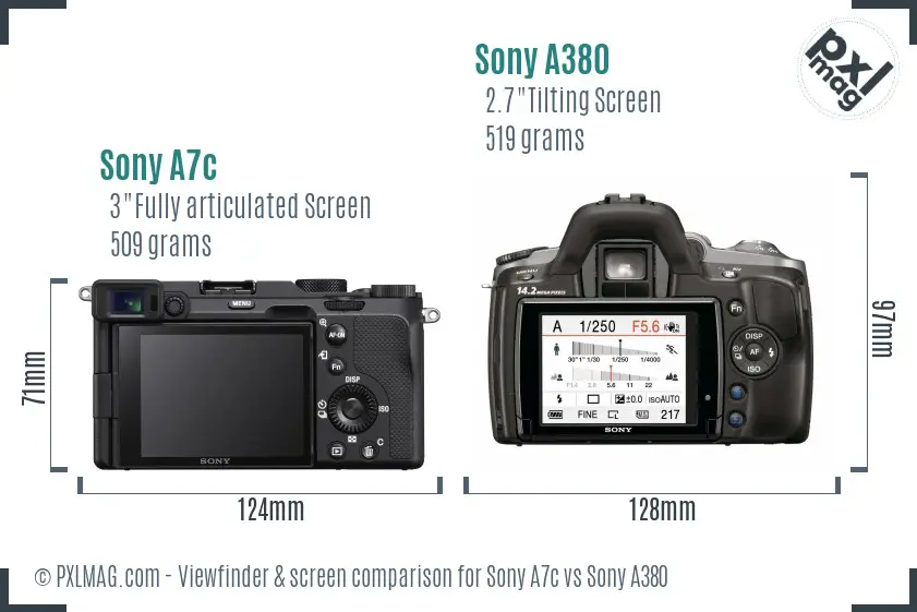 Sony A7c vs Sony A380 Screen and Viewfinder comparison