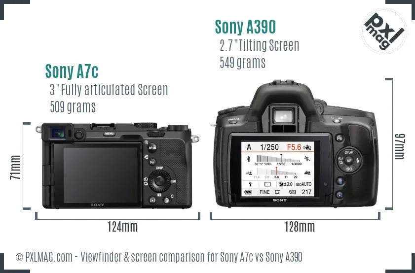 Sony A7c vs Sony A390 Screen and Viewfinder comparison