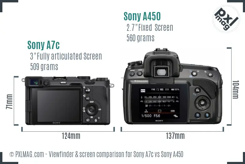 Sony A7c vs Sony A450 Screen and Viewfinder comparison