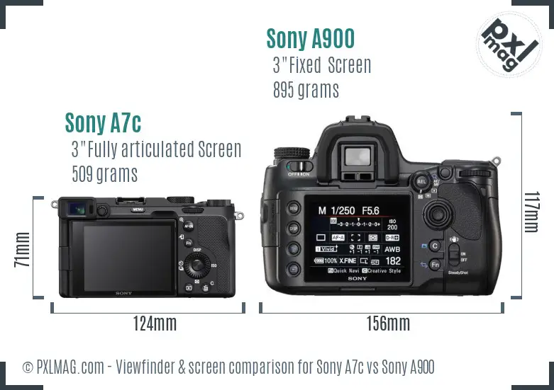 Sony A7c vs Sony A900 Screen and Viewfinder comparison