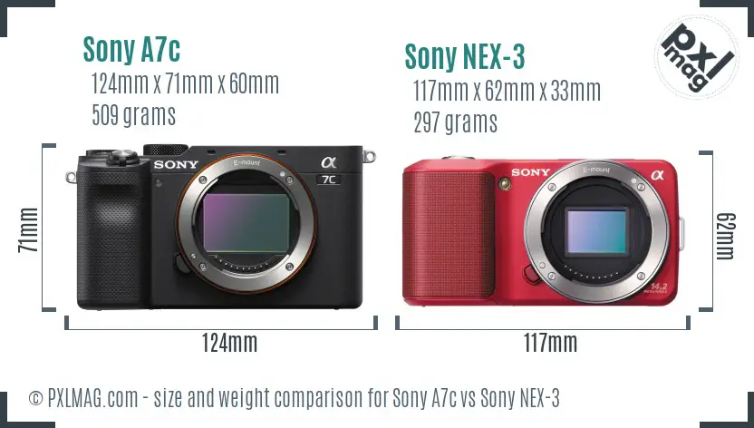 Sony A7c vs Sony NEX-3 size comparison