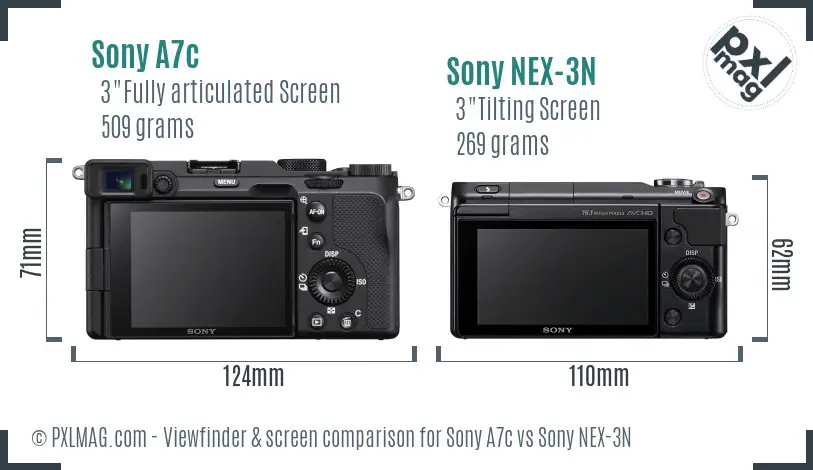 Sony A7c vs Sony NEX-3N Screen and Viewfinder comparison