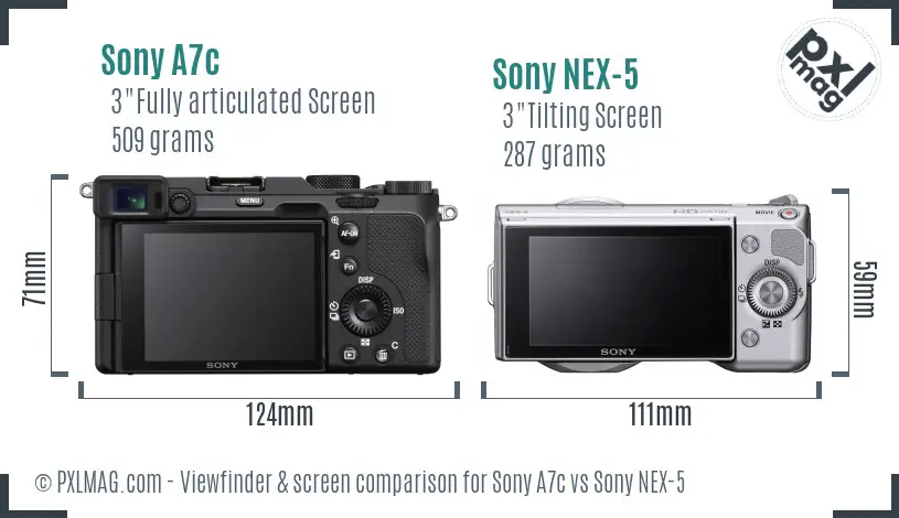 Sony A7c vs Sony NEX-5 Screen and Viewfinder comparison