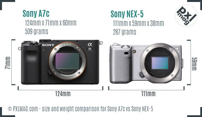 Sony A7c vs Sony NEX-5 size comparison