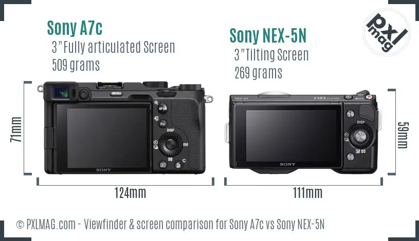Sony A7c vs Sony NEX-5N Screen and Viewfinder comparison