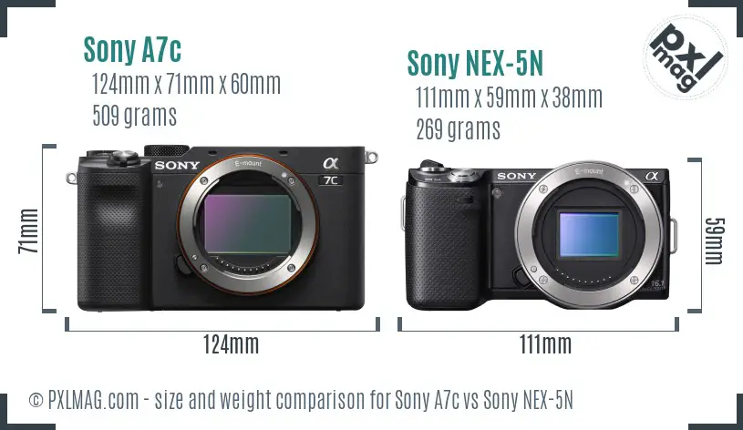 Sony A7c vs Sony NEX-5N size comparison