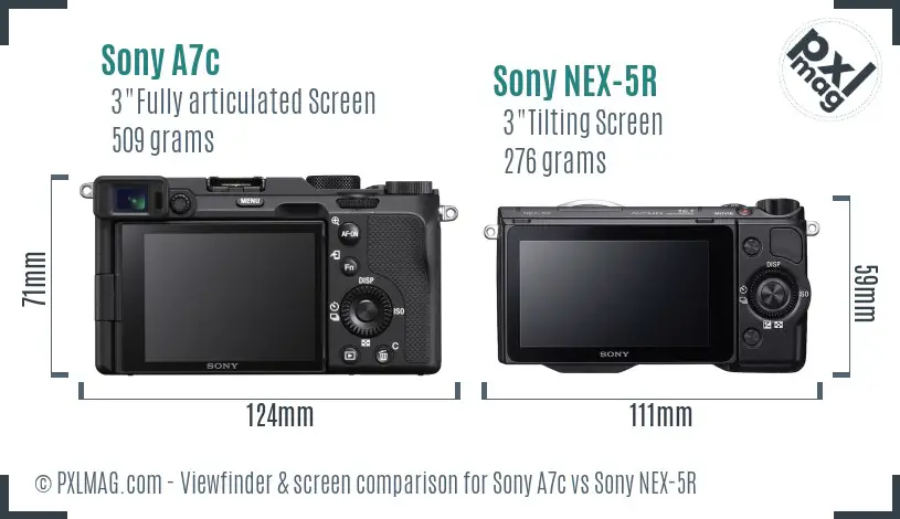 Sony A7c vs Sony NEX-5R Screen and Viewfinder comparison