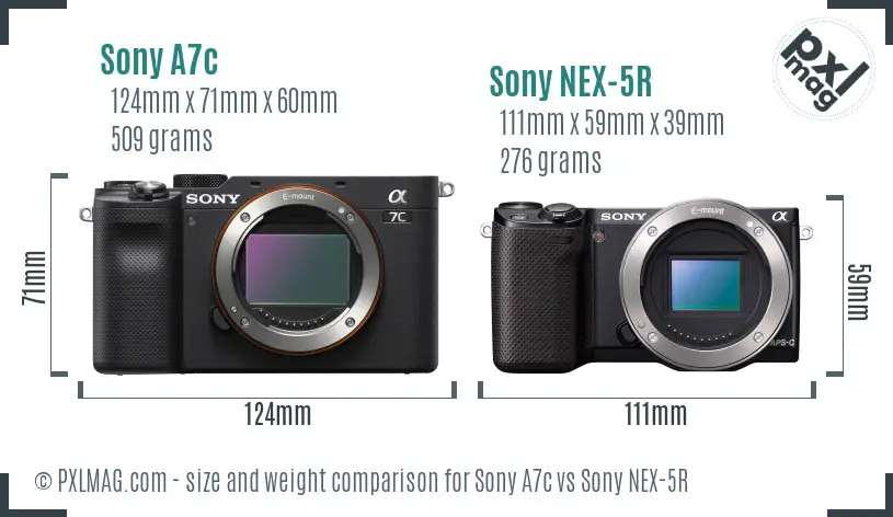Sony A7c vs Sony NEX-5R size comparison