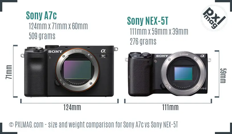Sony A7c vs Sony NEX-5T size comparison