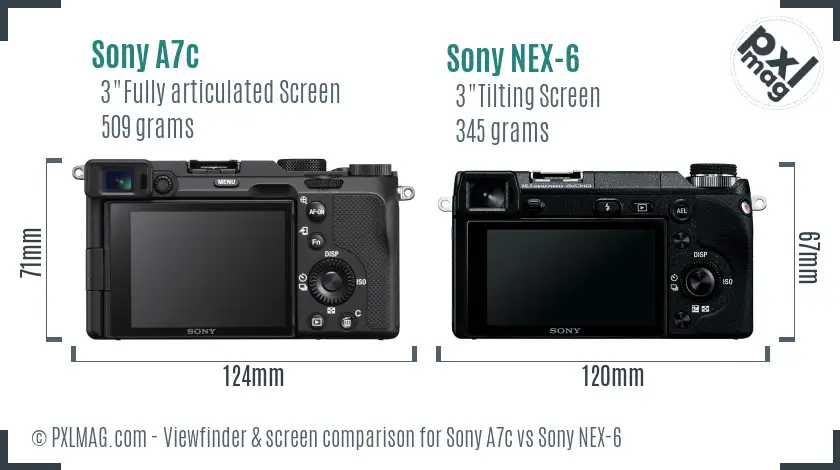 Sony A7c vs Sony NEX-6 Screen and Viewfinder comparison