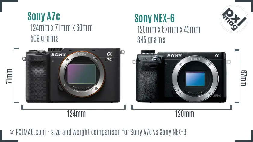 Sony A7c vs Sony NEX-6 size comparison
