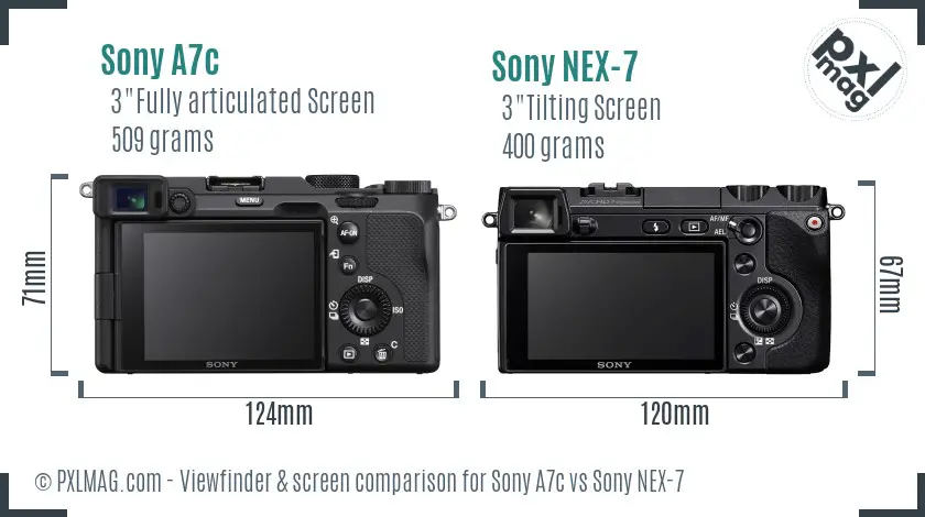Sony A7c vs Sony NEX-7 Screen and Viewfinder comparison