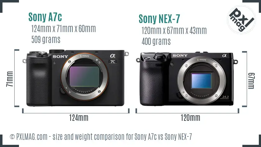 Sony A7c vs Sony NEX-7 size comparison