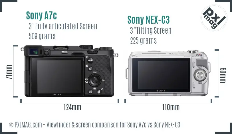Sony A7c vs Sony NEX-C3 Screen and Viewfinder comparison