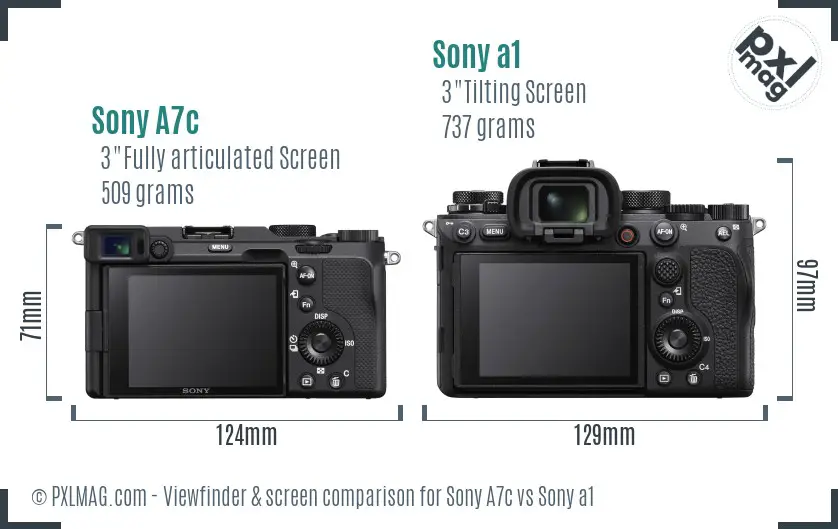 Sony A7c vs Sony a1 Screen and Viewfinder comparison